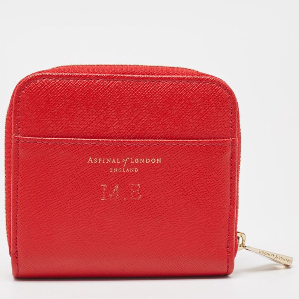 Aspinal Of London Red Leather Zip Around Compact Wallet - Picture 4 of 7